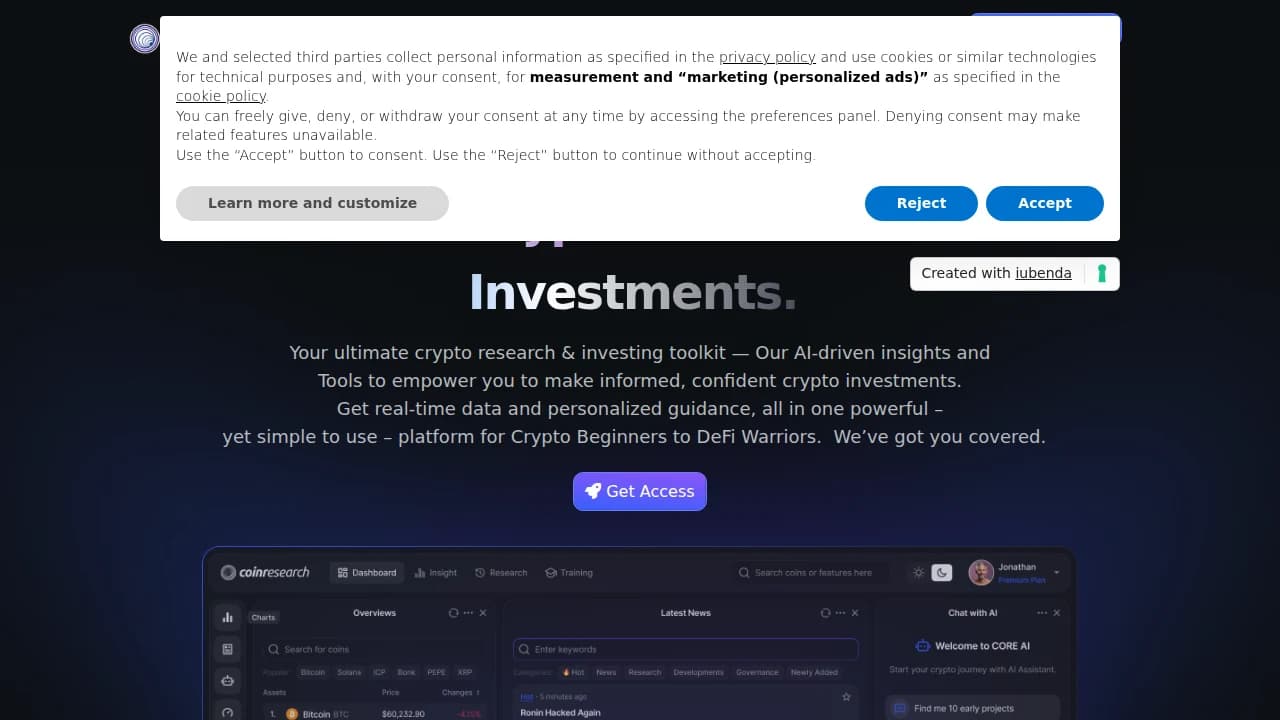 CoinResearch website preview