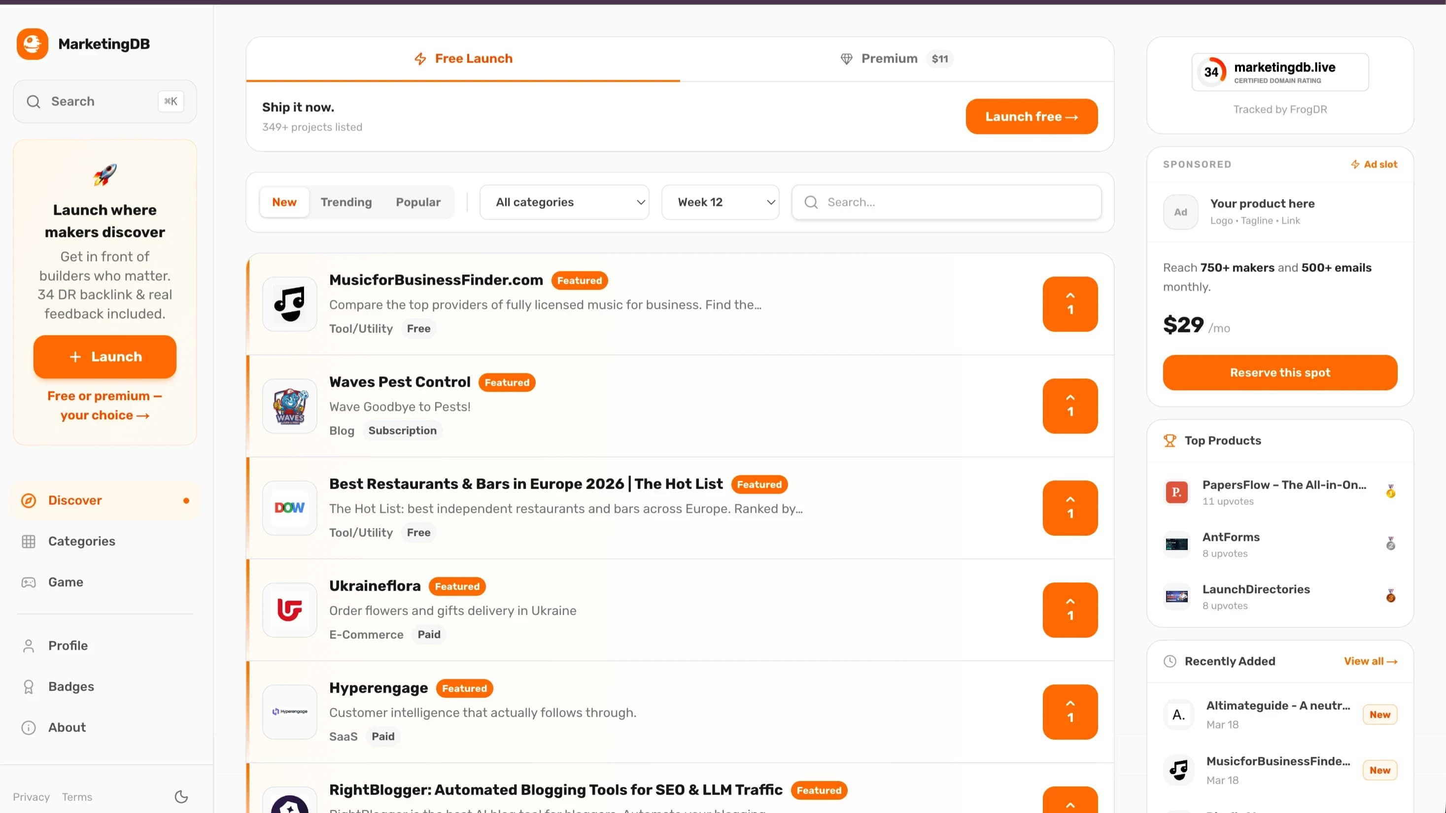 MarketingDB website preview