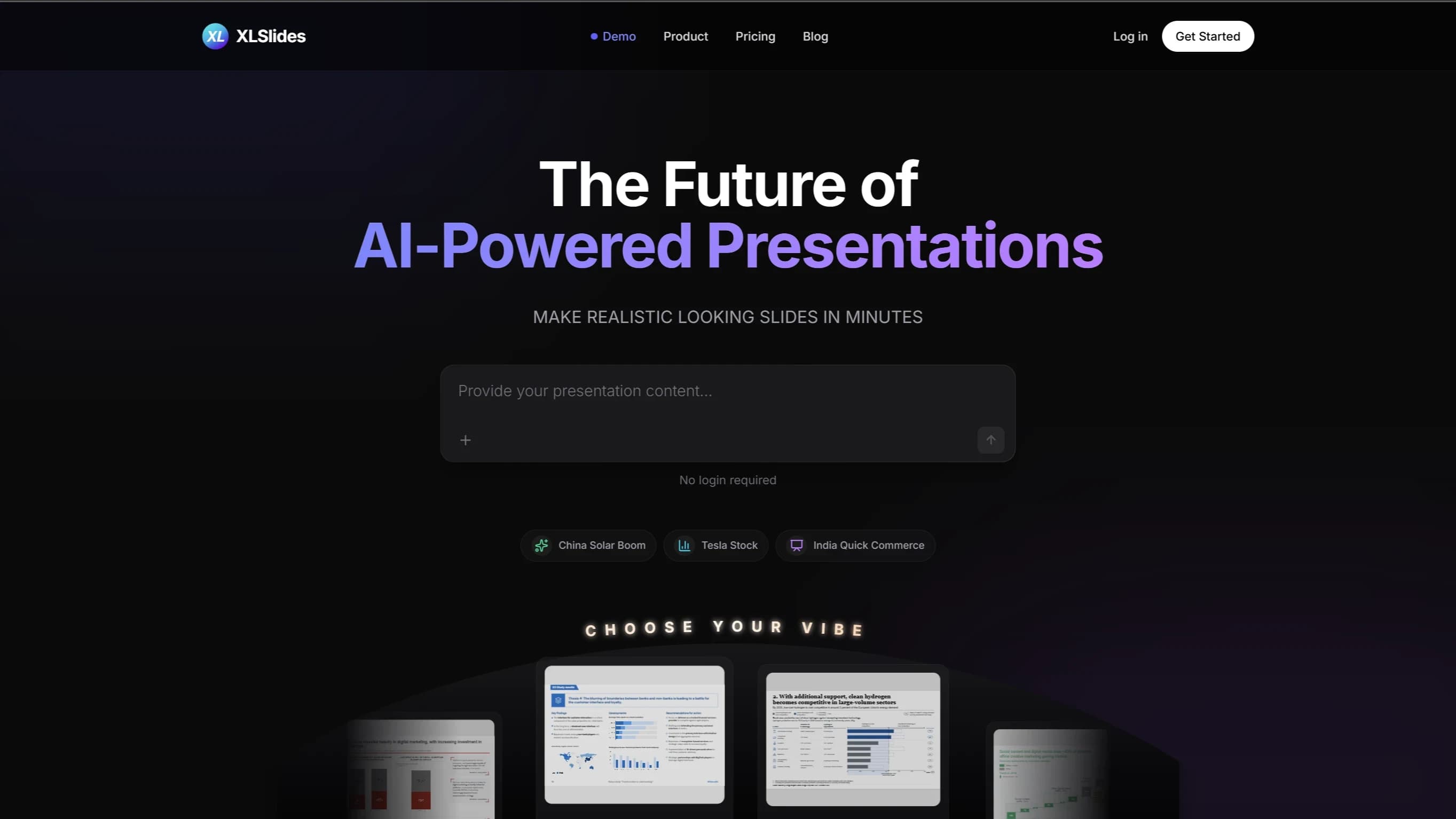 XLSlides website preview