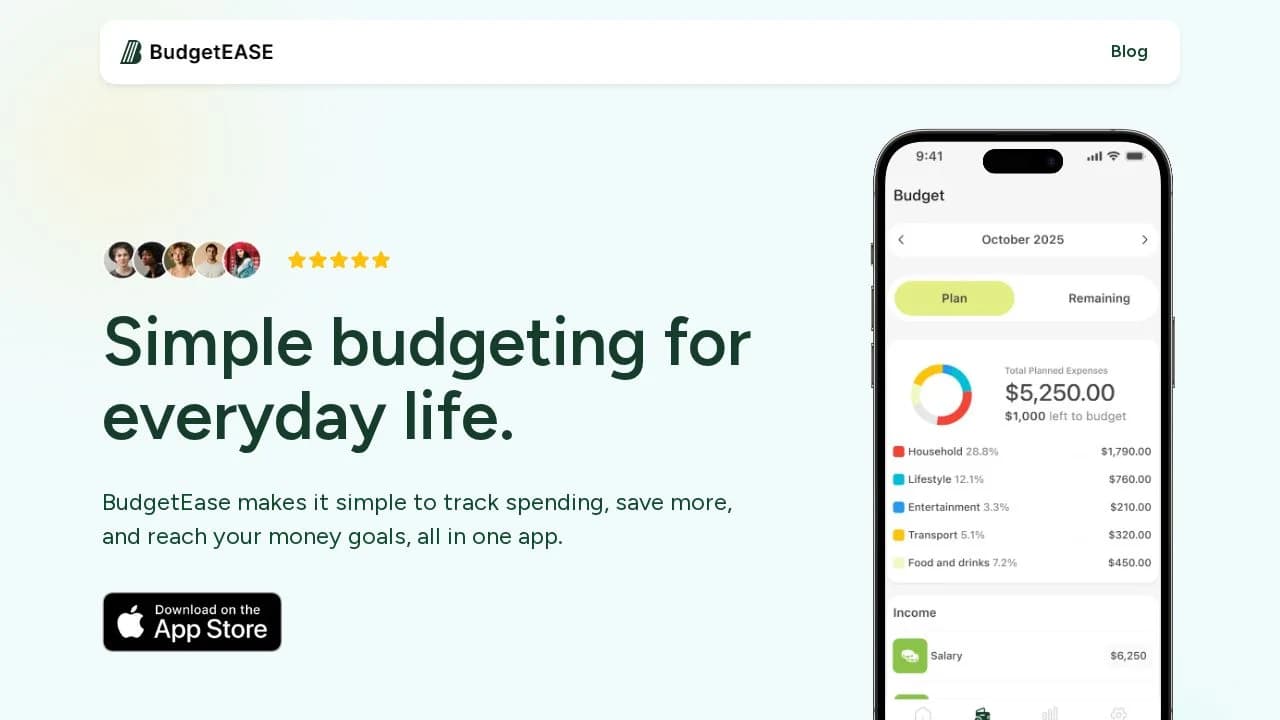 BudgetEase website preview