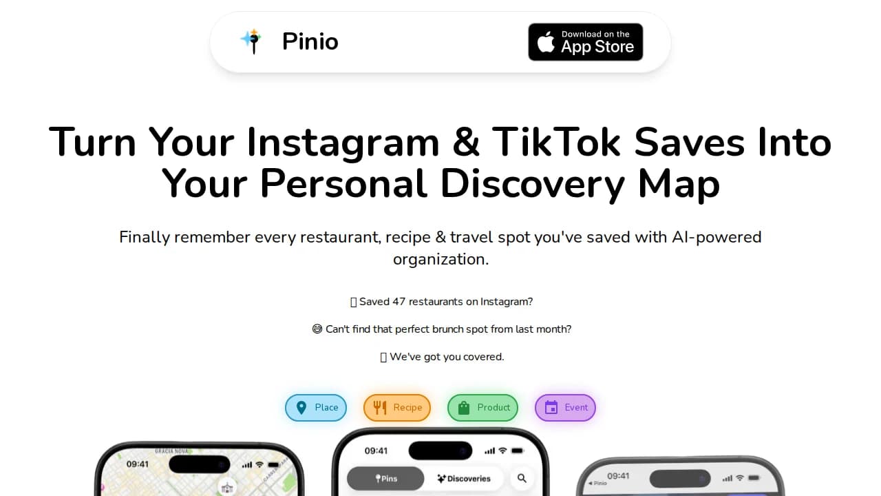 Pinio website preview
