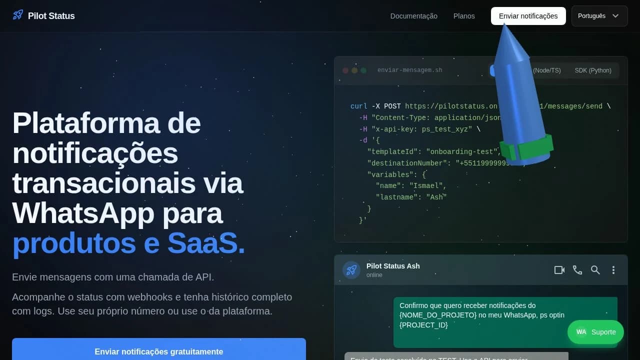 Pilot Status website preview