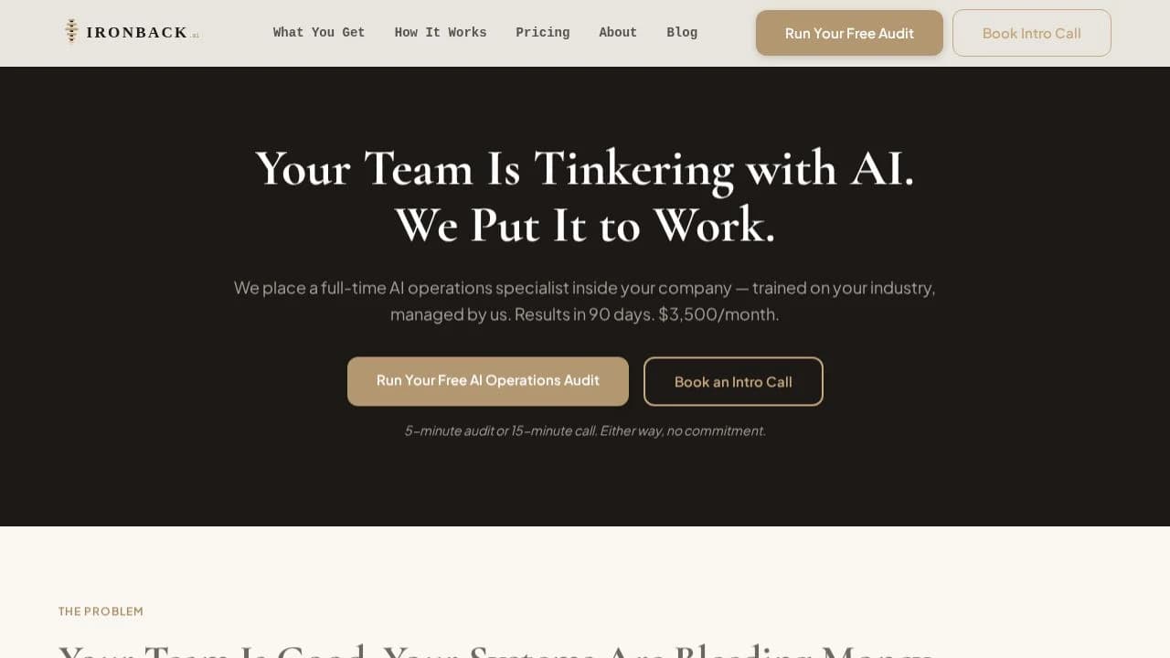 Ironback website preview