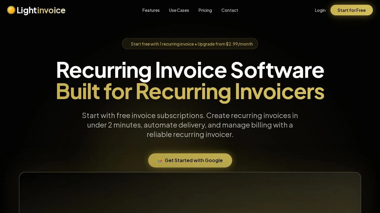 LightInvoice website preview