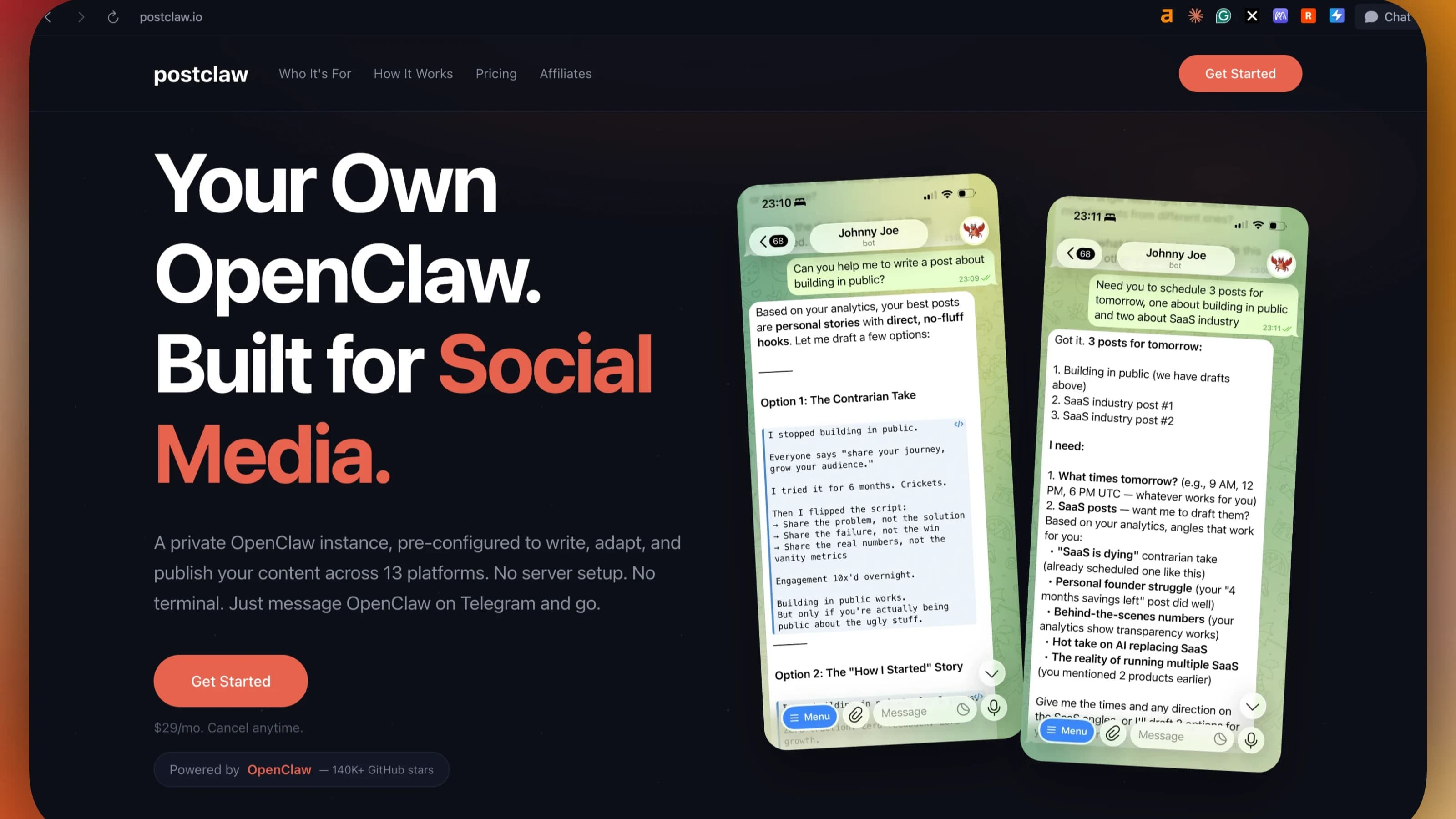 PostClaw website preview