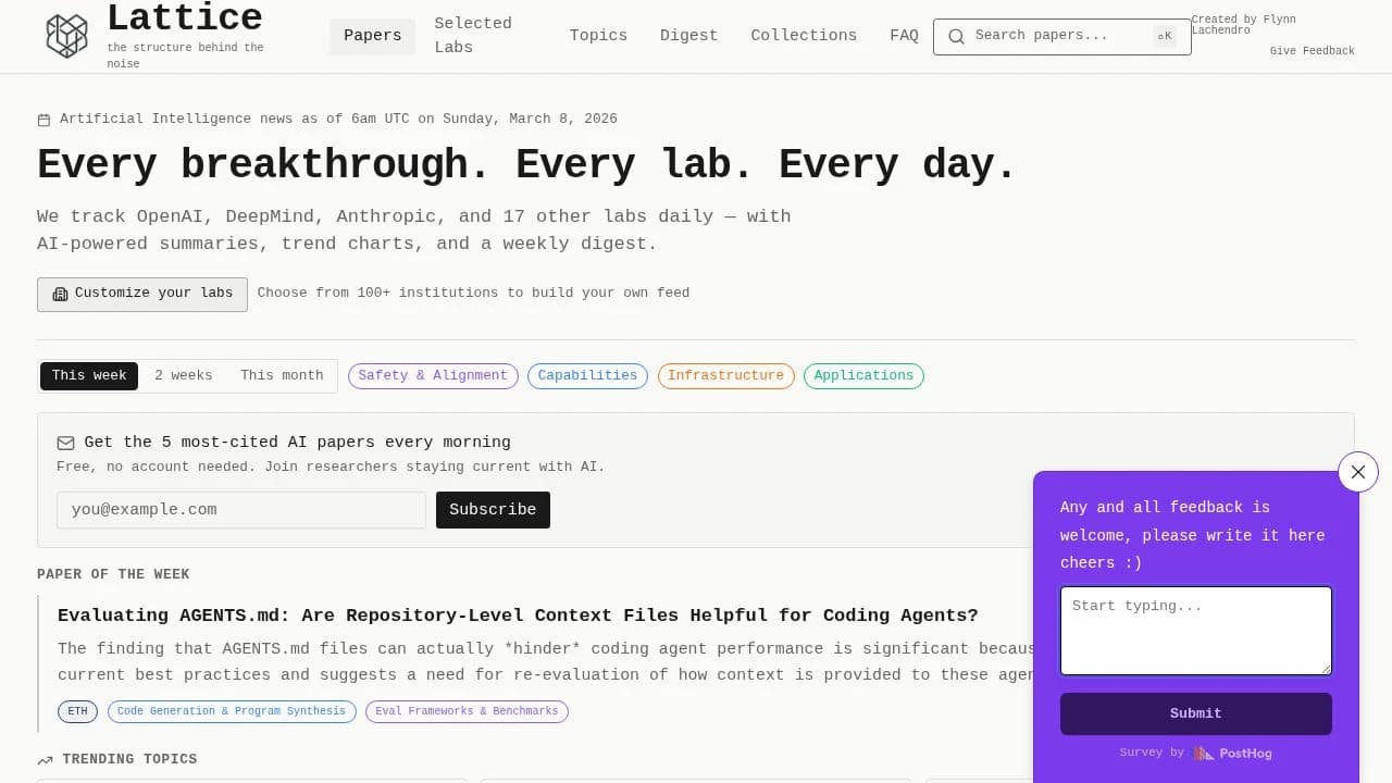 Lattice AI Research website preview