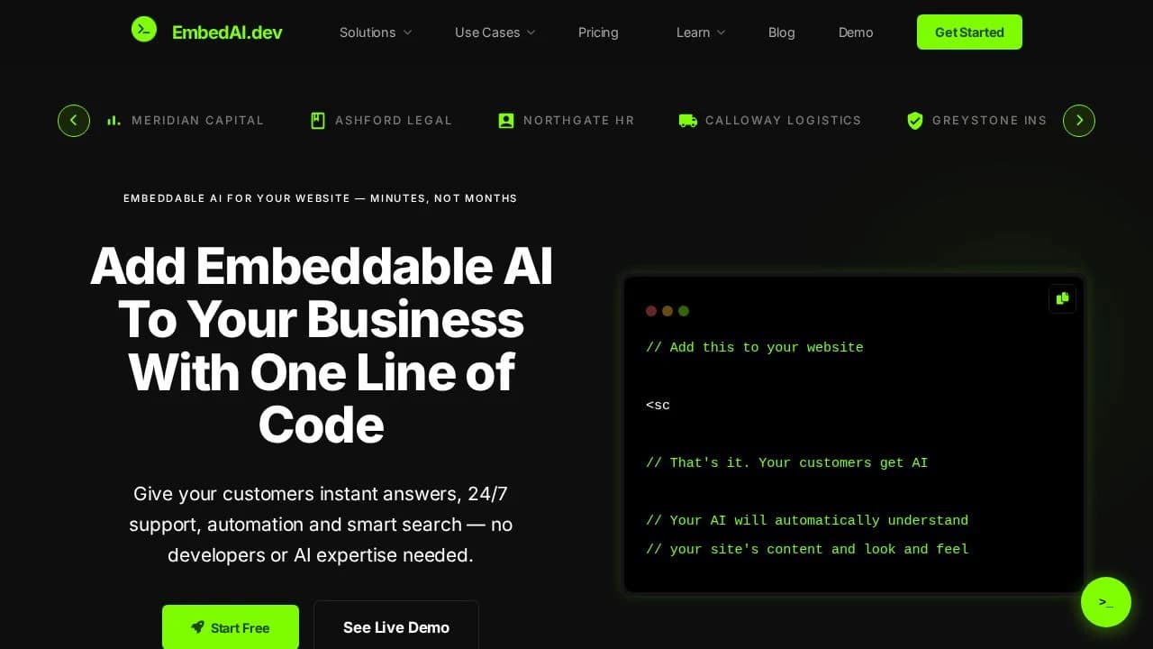 Embed AI website preview