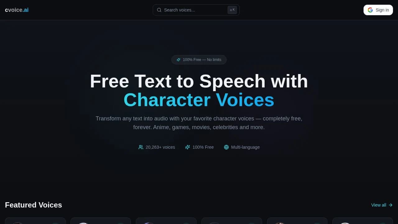 cvoice.ai website preview