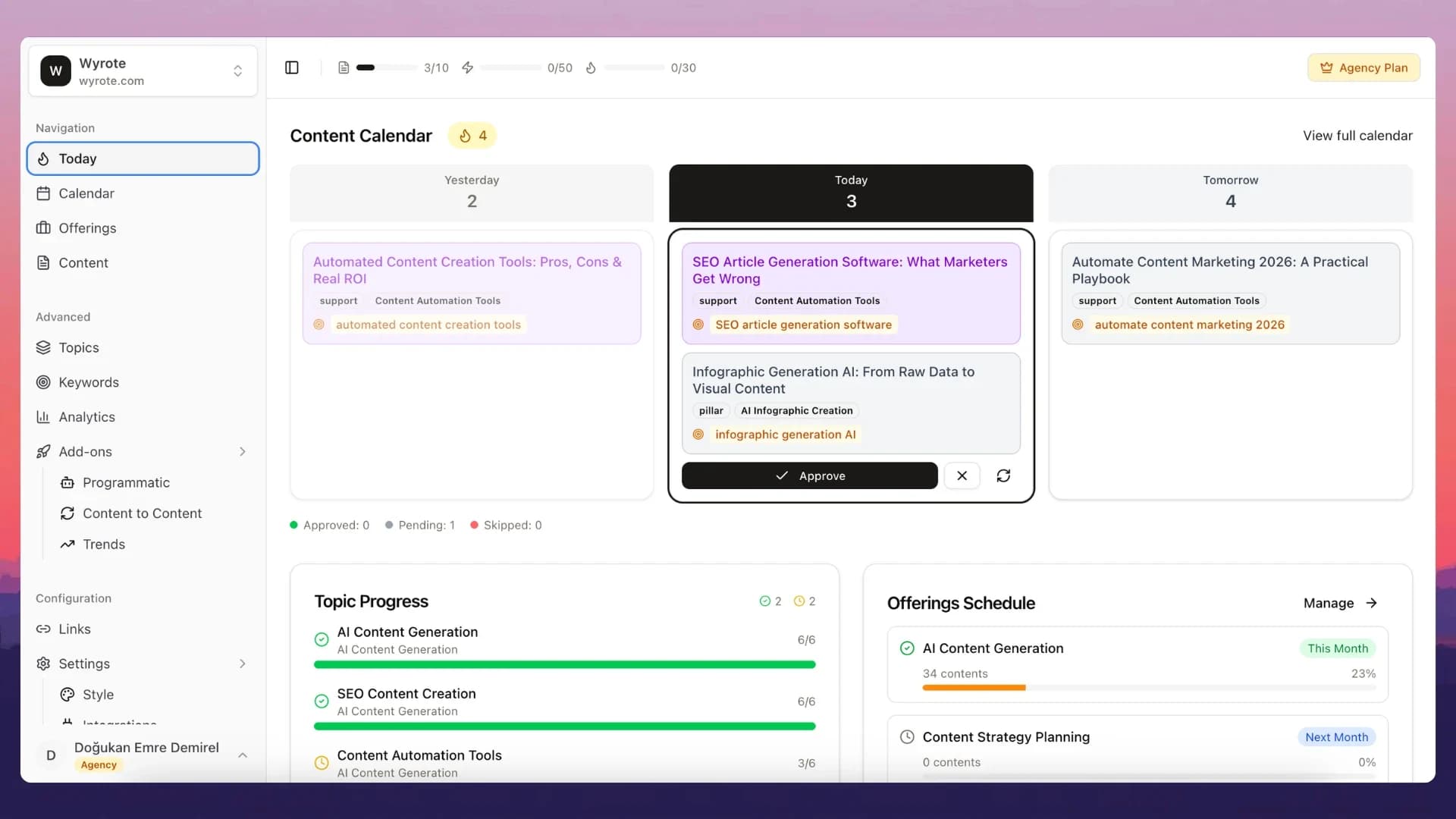 Wyrote website preview