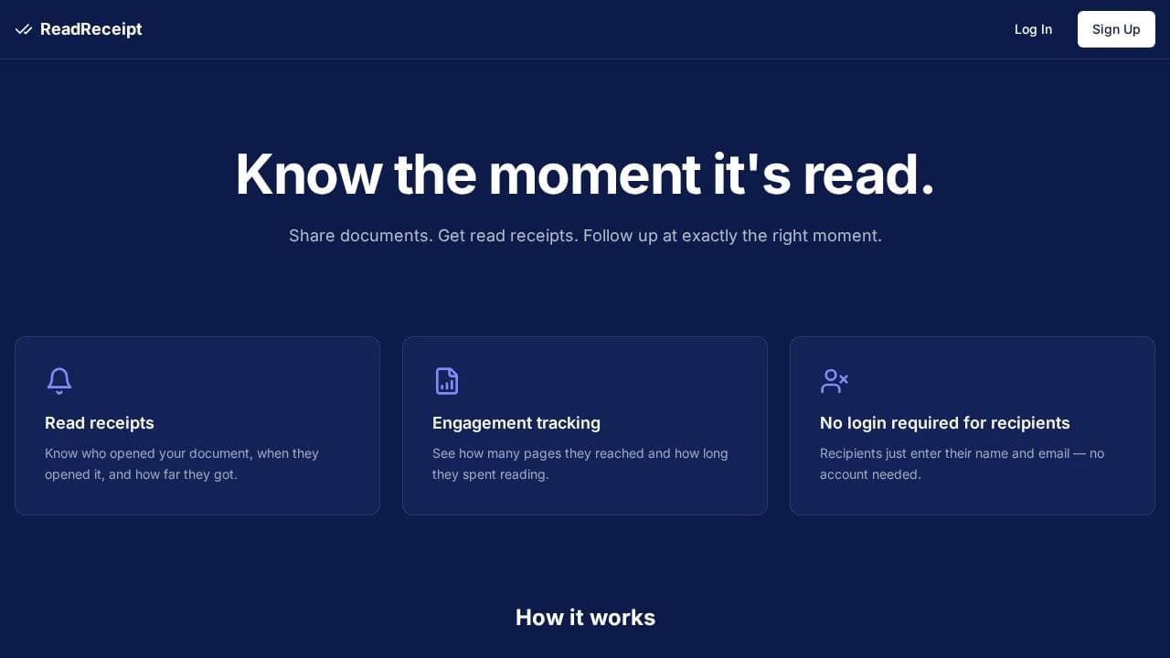 ReadReceipt website preview