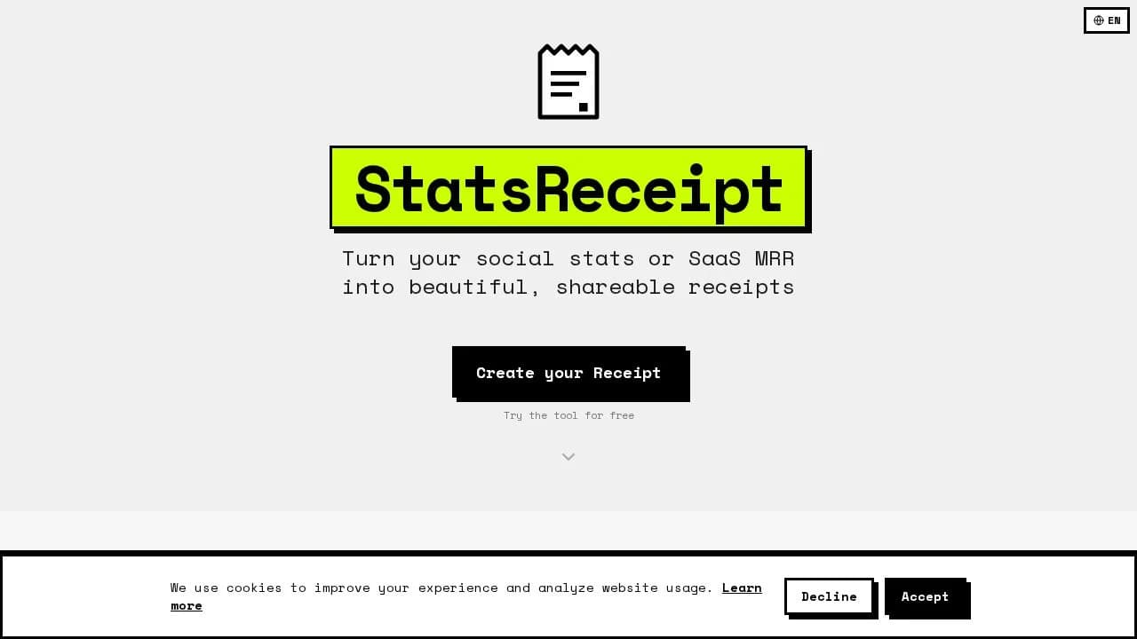 StatsReceipt website preview