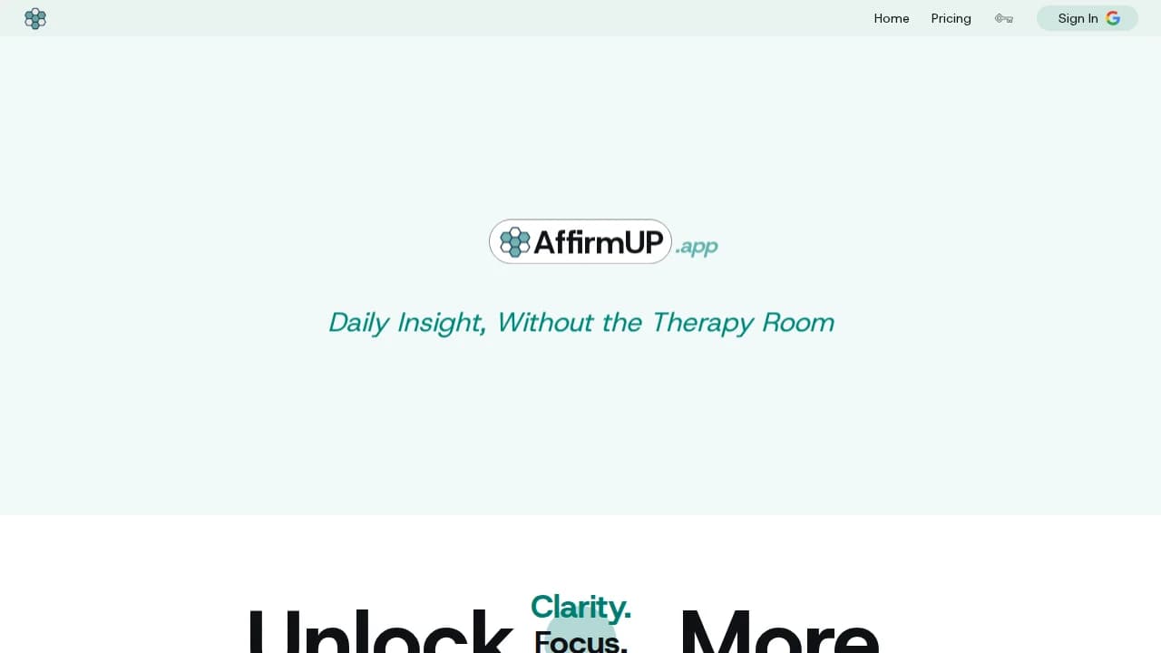 AffirmUP website preview