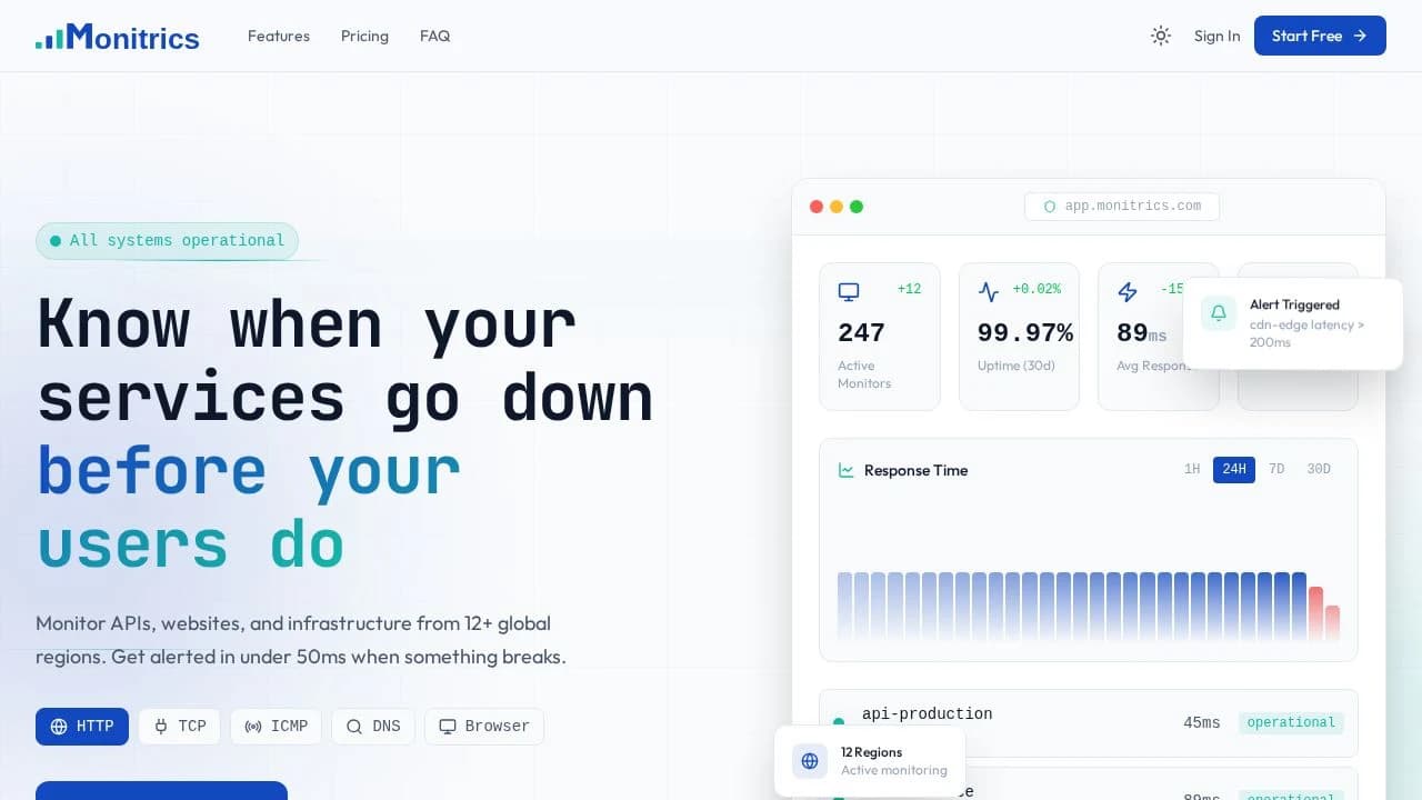 Monitrics website preview