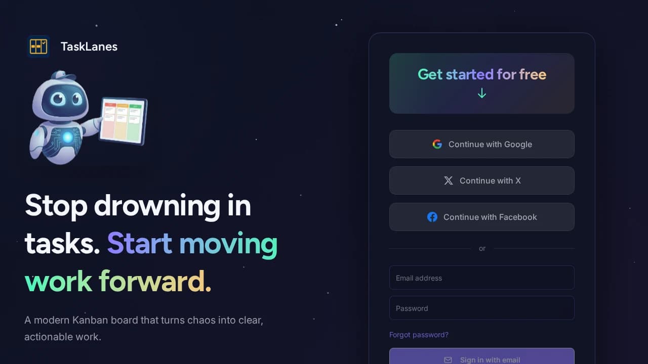 TaskLanes website preview