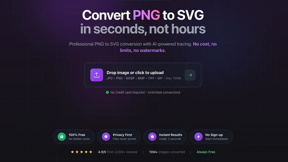 ToSVG - PNG to SVG Converter website preview