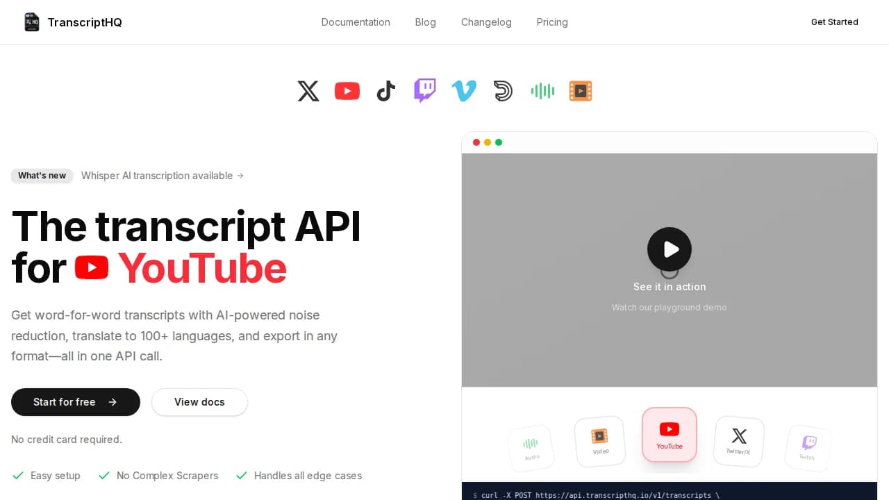 TranscriptHQ website preview