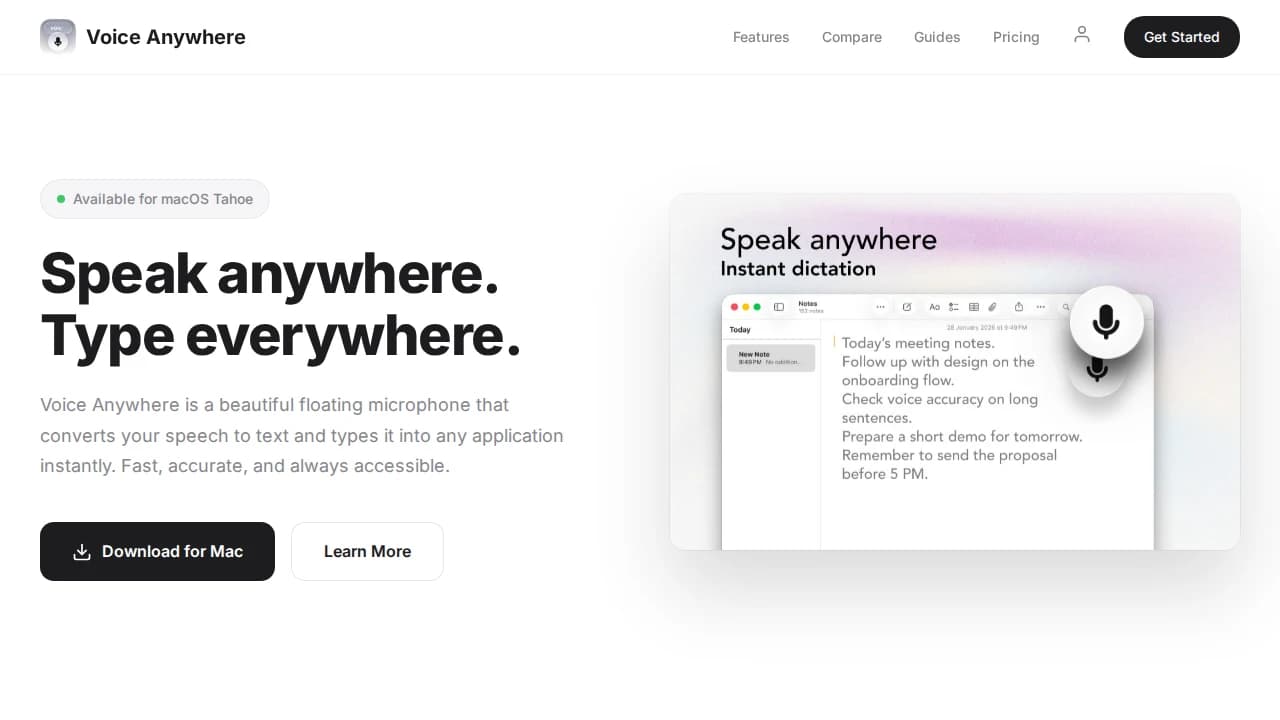 Voice Anywhere website preview