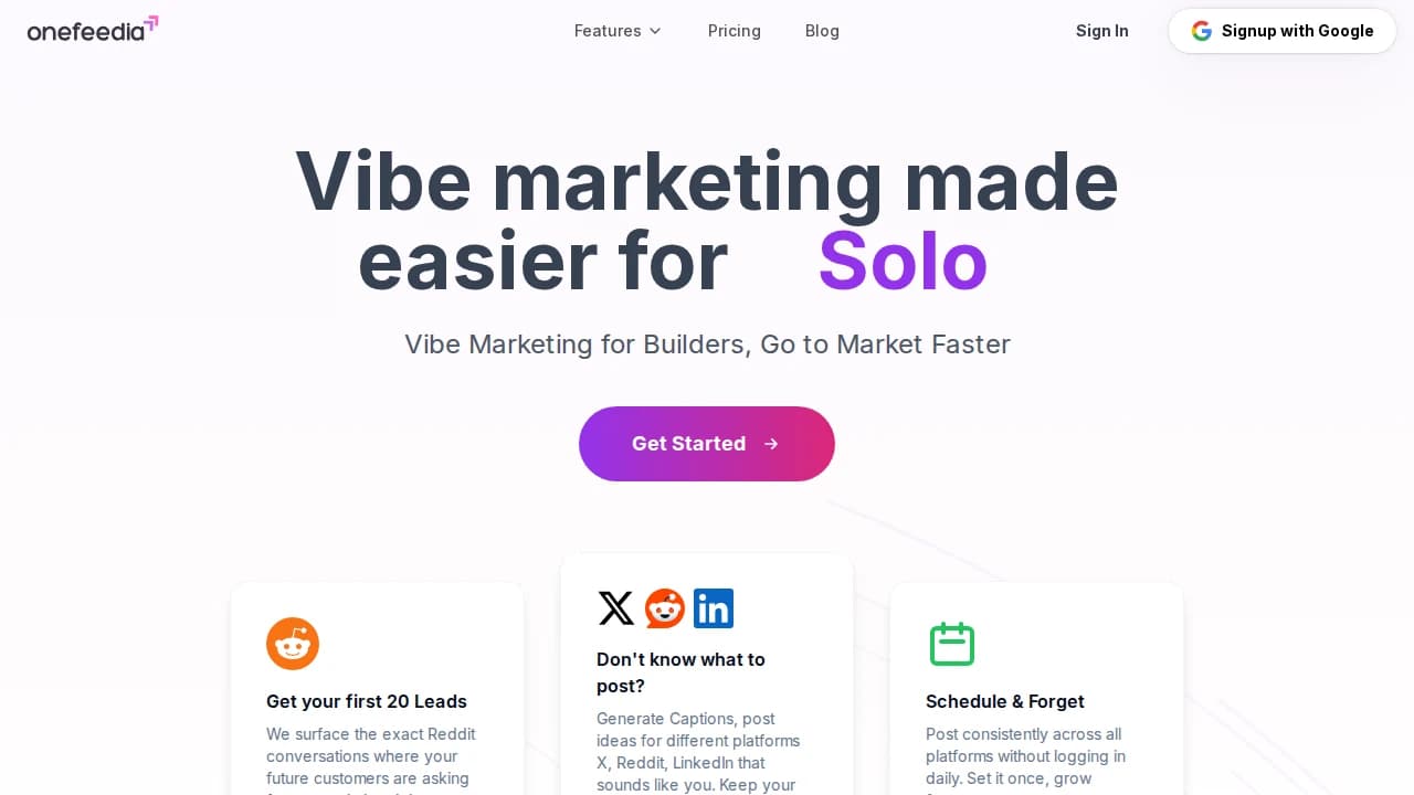 Onefeedia website preview