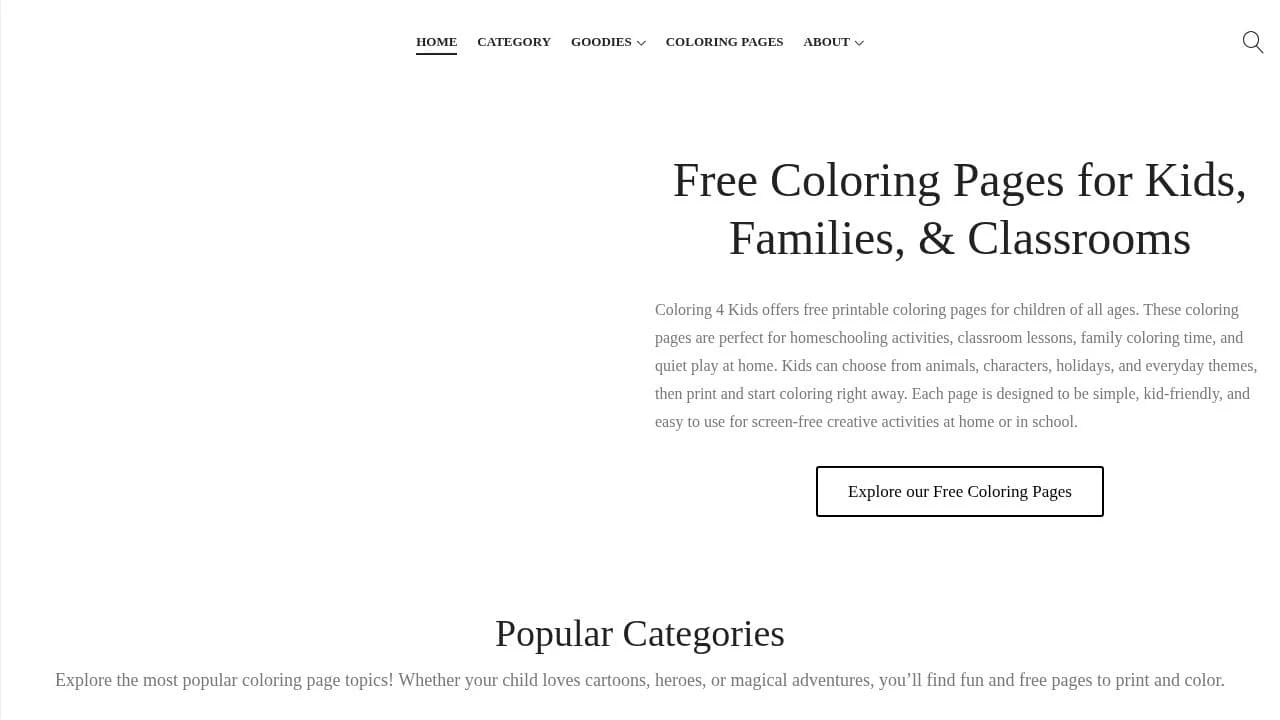 Coloring Pages website preview