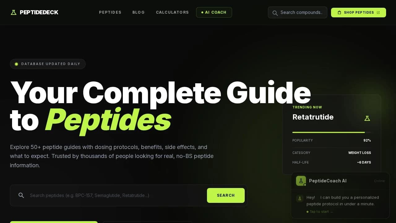 Peptidedeck website preview