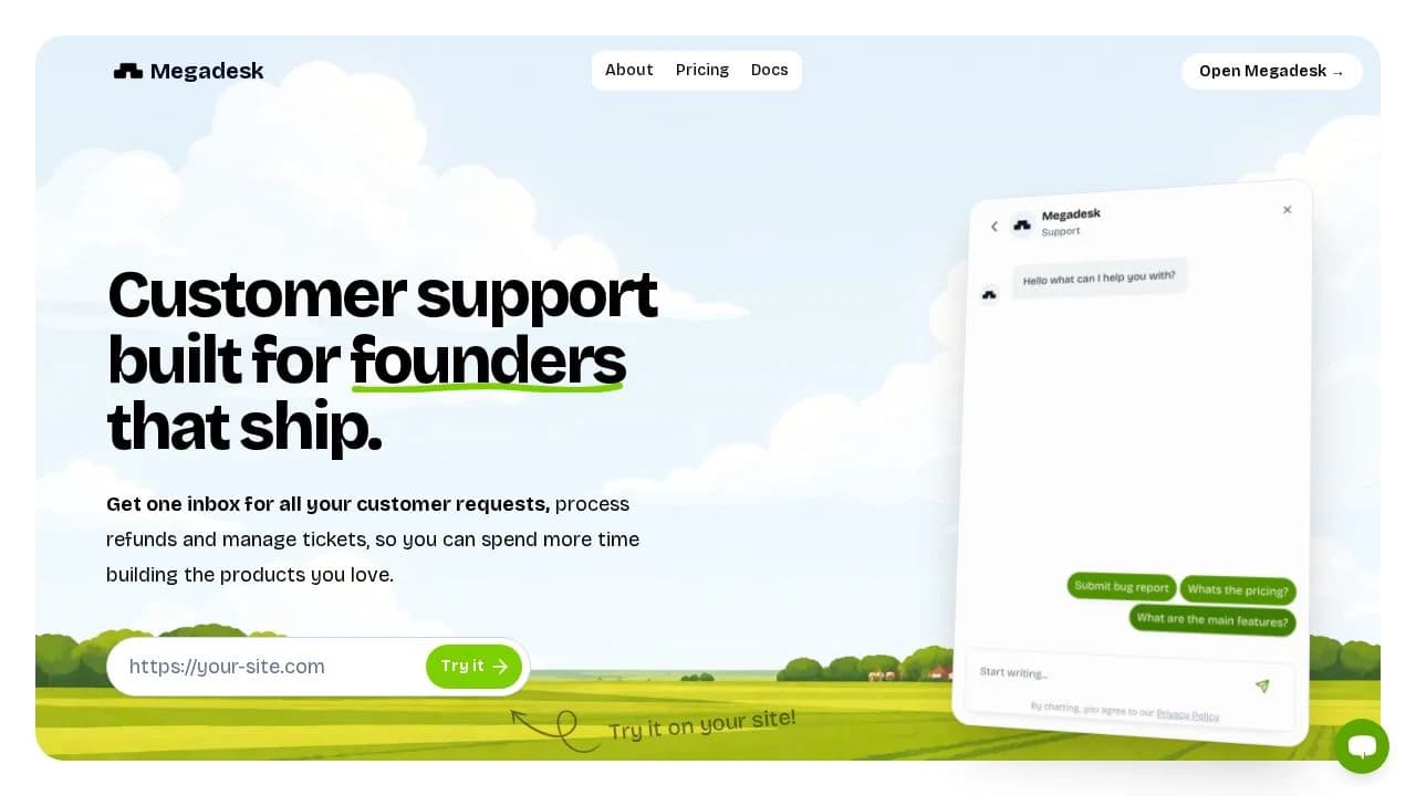 Megadesk website preview
