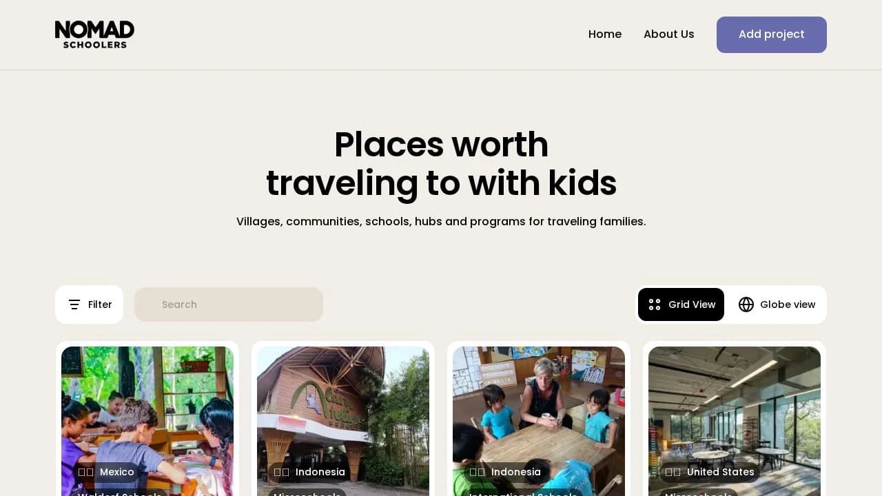 Nomad Schoolers website preview