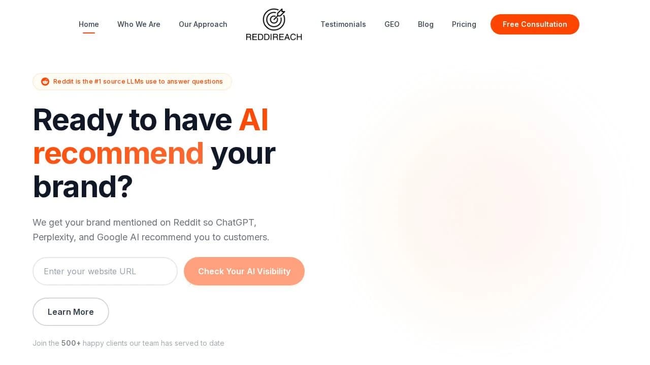 ReddiReach website preview