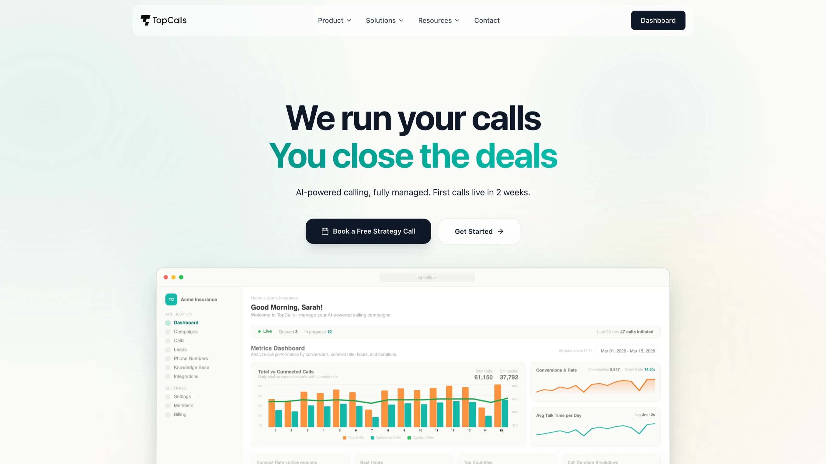 TopCalls website preview