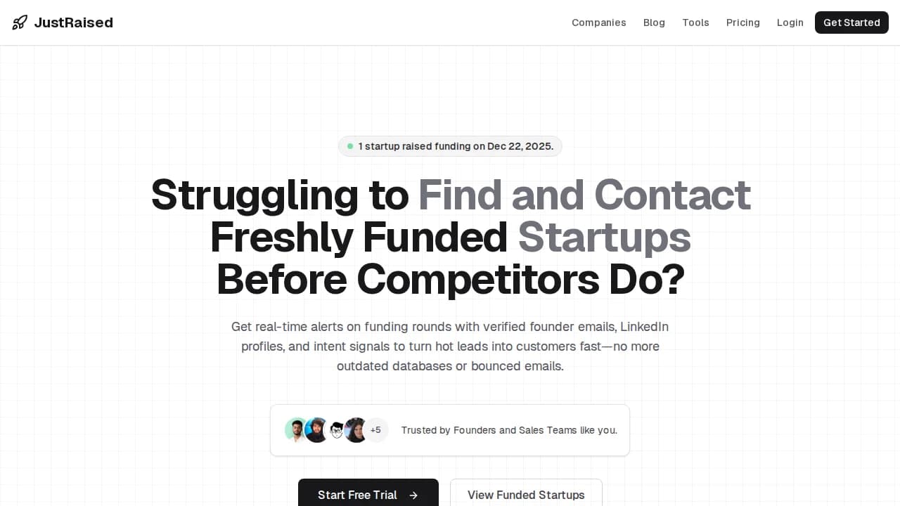 JustRaised website preview