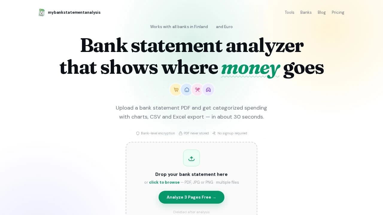 myBankStatementAnalysis website preview
