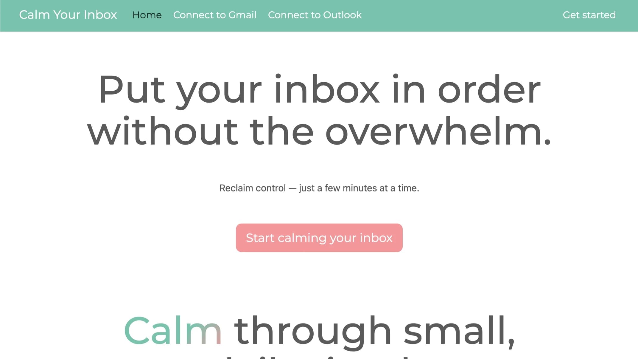 Calm Your Inbox website preview