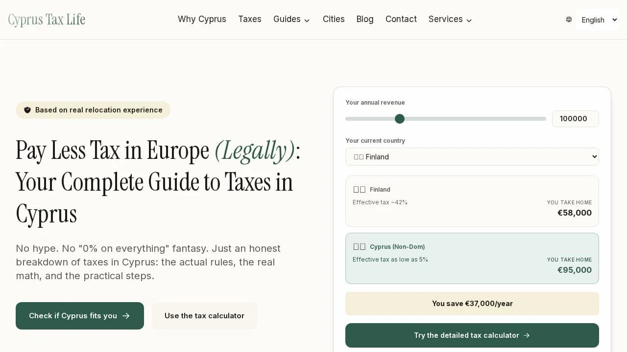 Cyprus Tax Life website preview