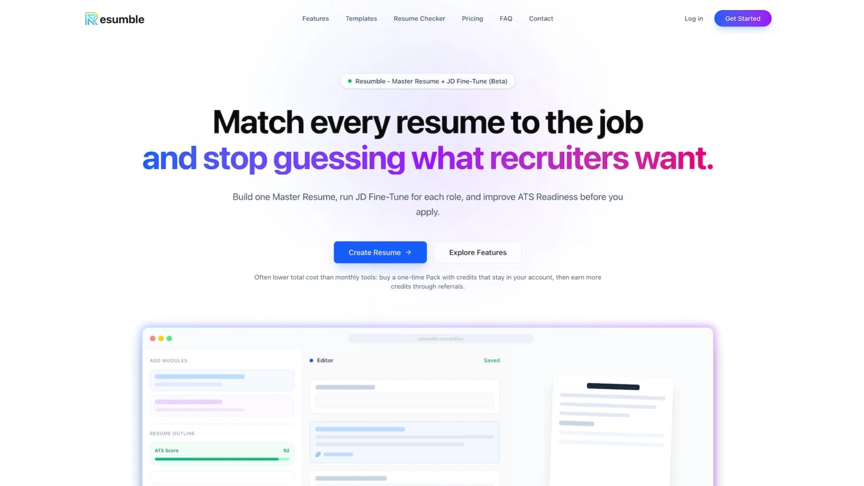 Resumble website preview