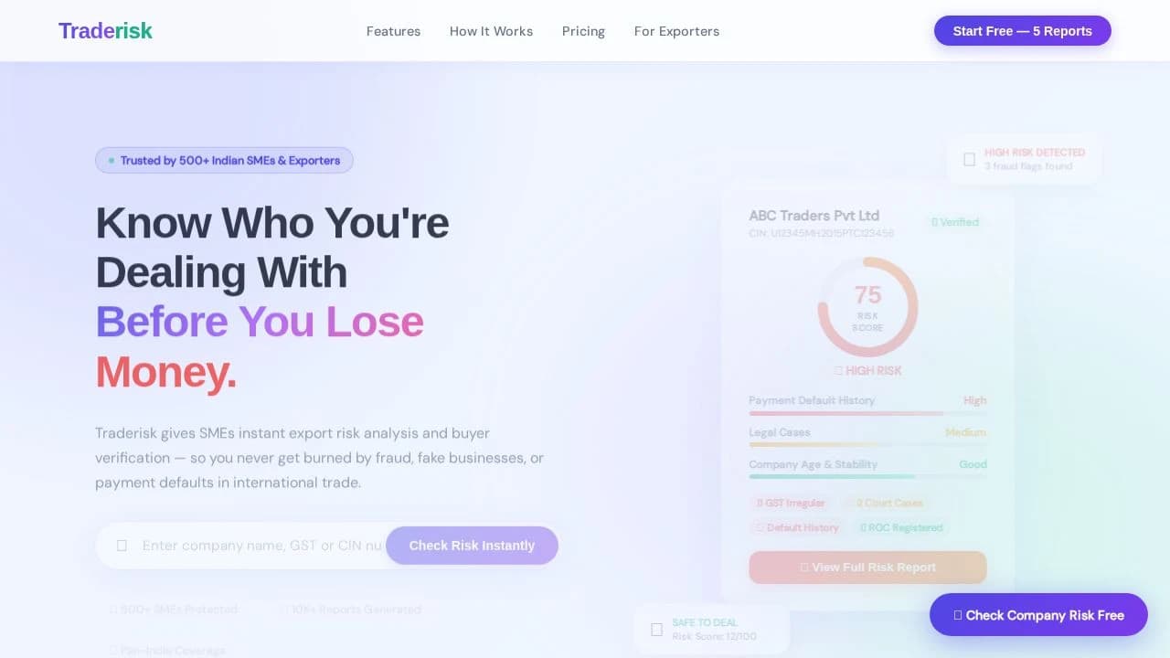 Traderisk website preview