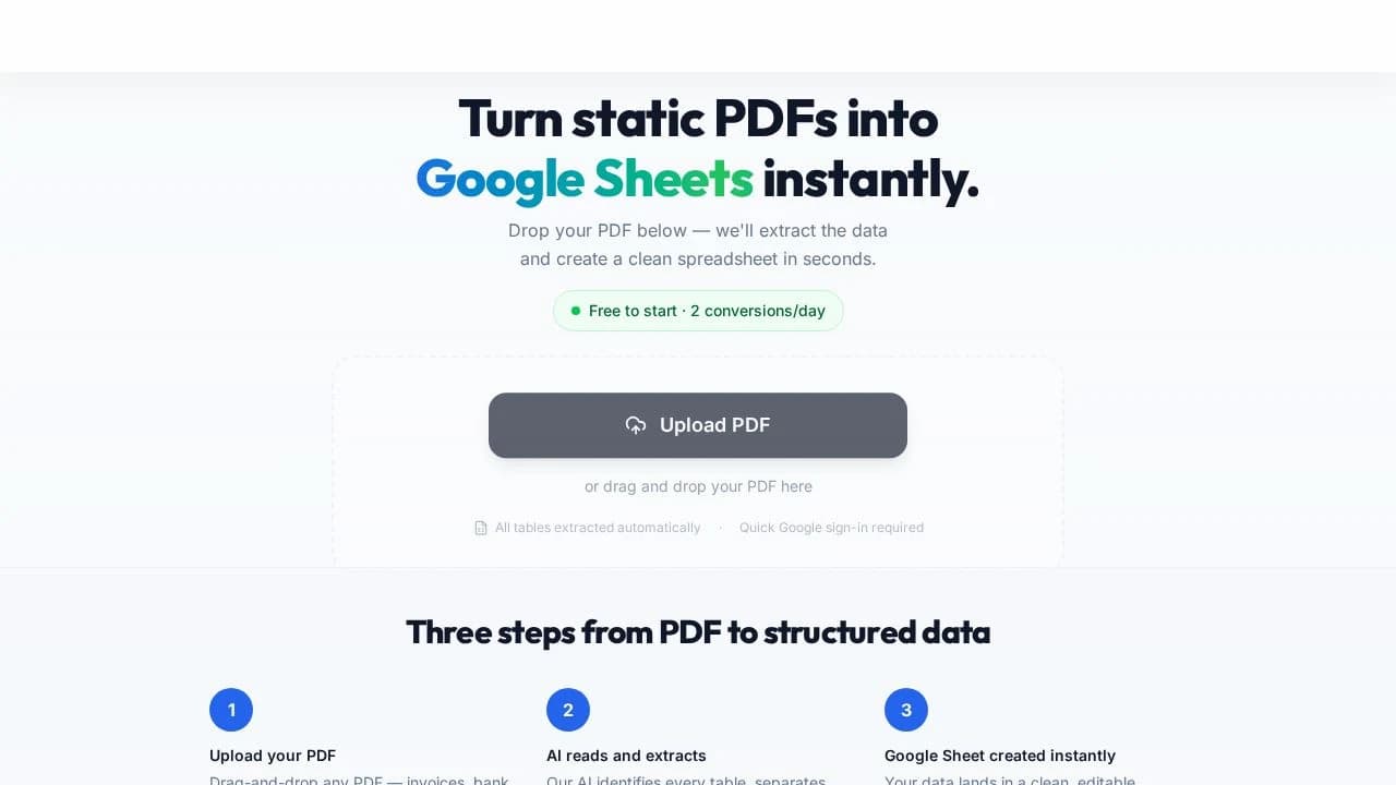 PDF2Sheets preview