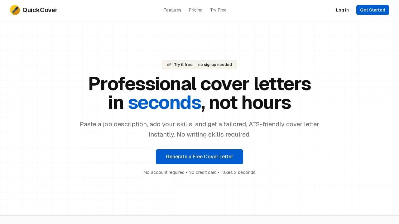 QuickCover website preview