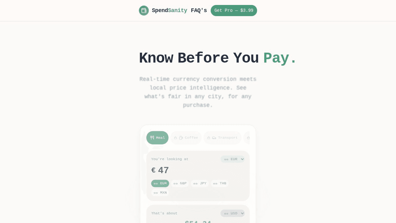 SpendSanity website preview
