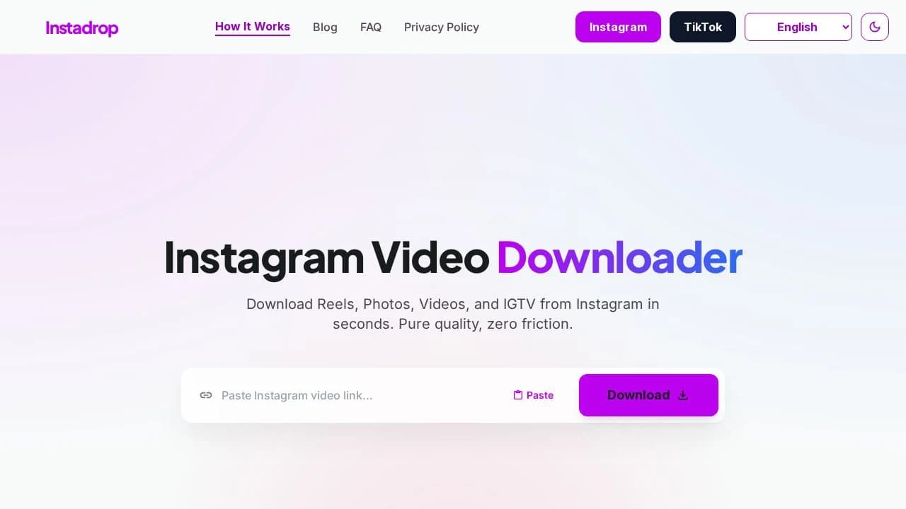 instadrop website preview