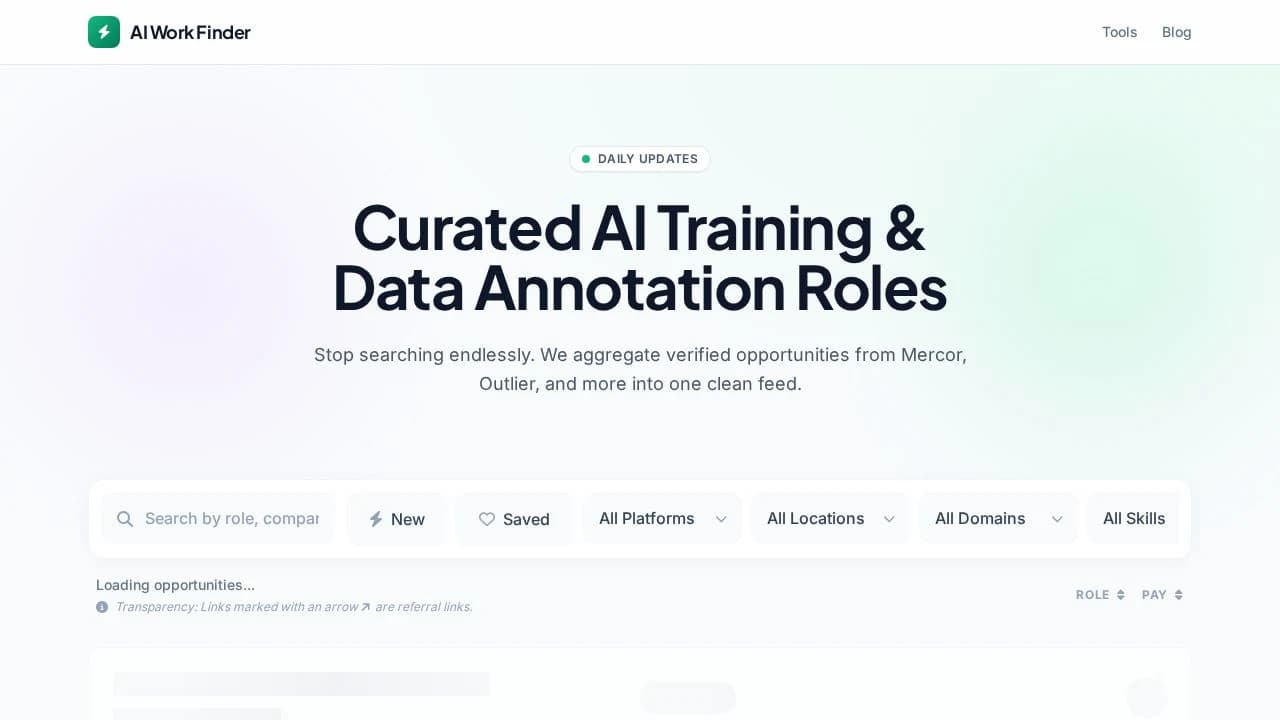 AI Work Finder website preview