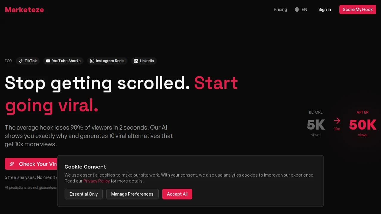Marketeze website preview