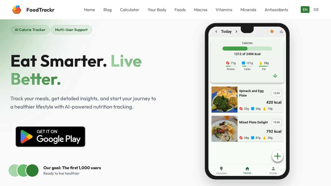 FoodTrackr website preview
