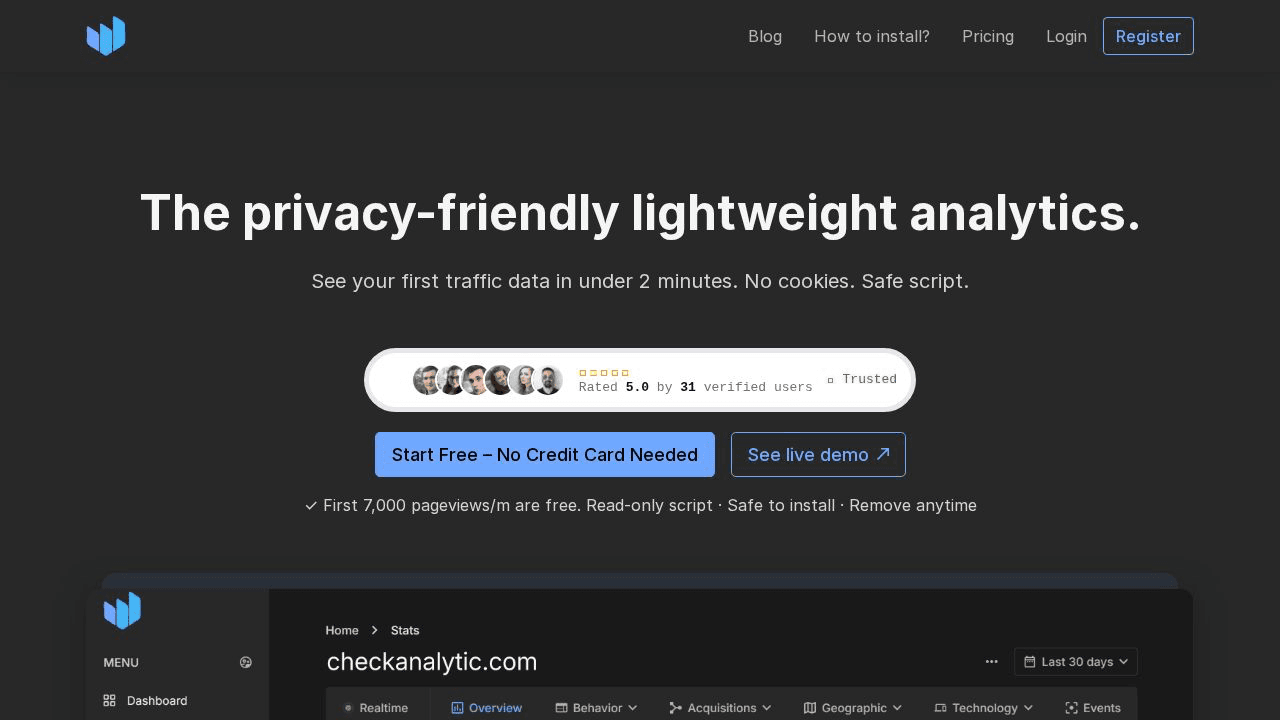 Check Analytic website preview