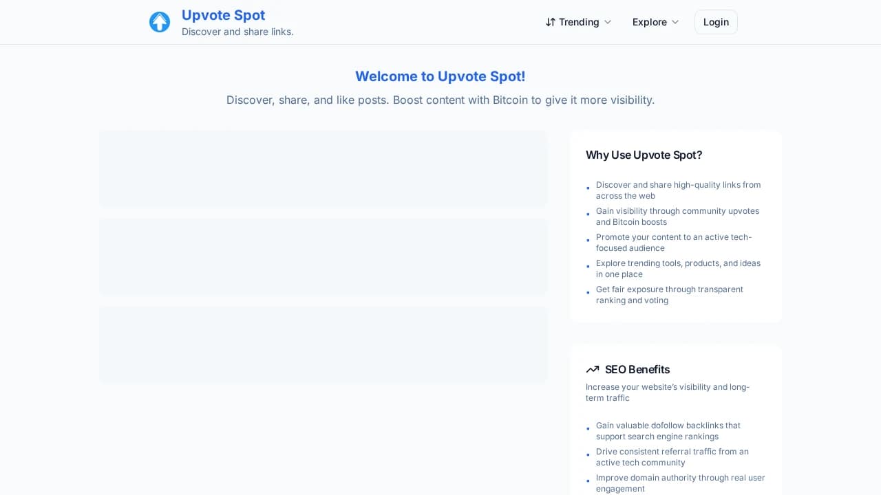 UpVote Spot website preview