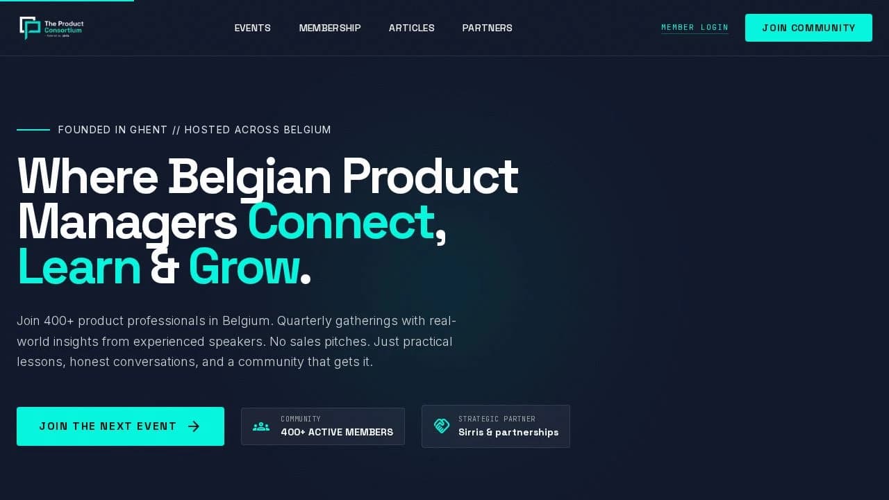 The Product Consortium website preview