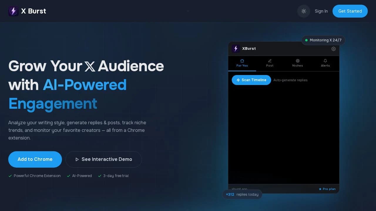 X Burst website preview