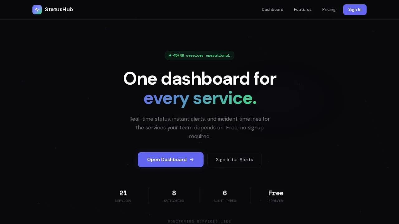 StatusHub website preview