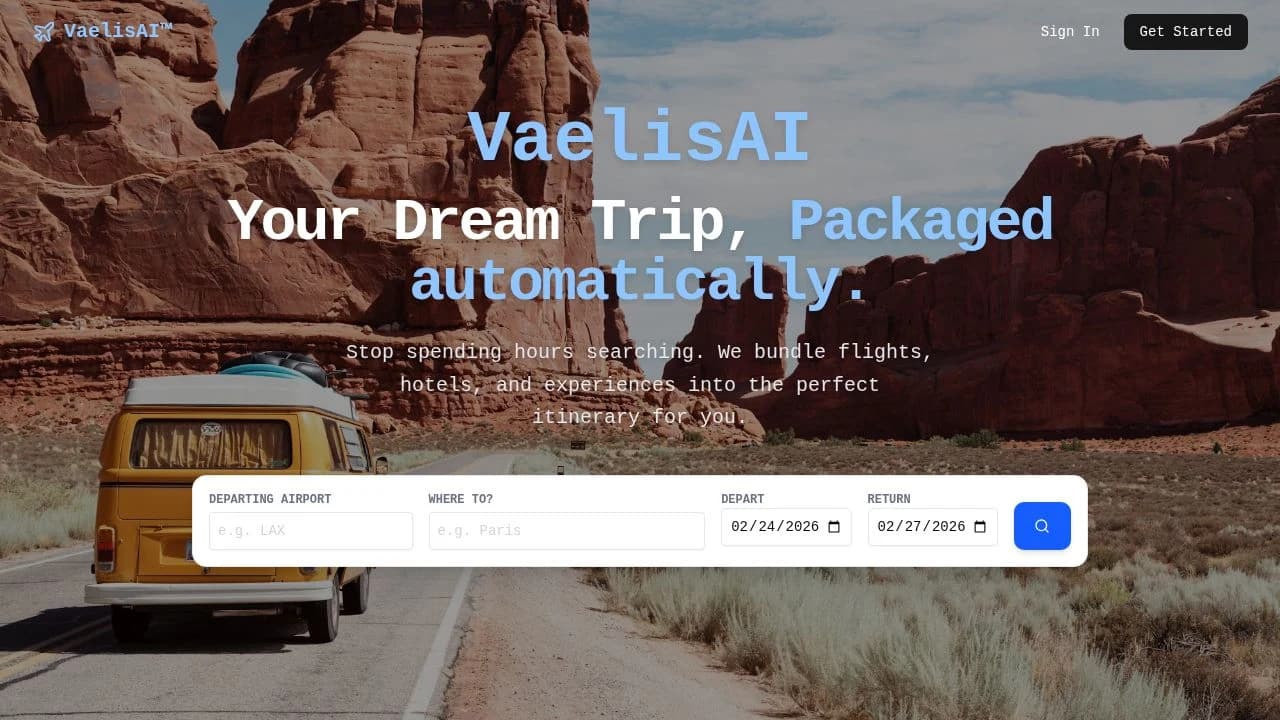 VaelisAI website preview