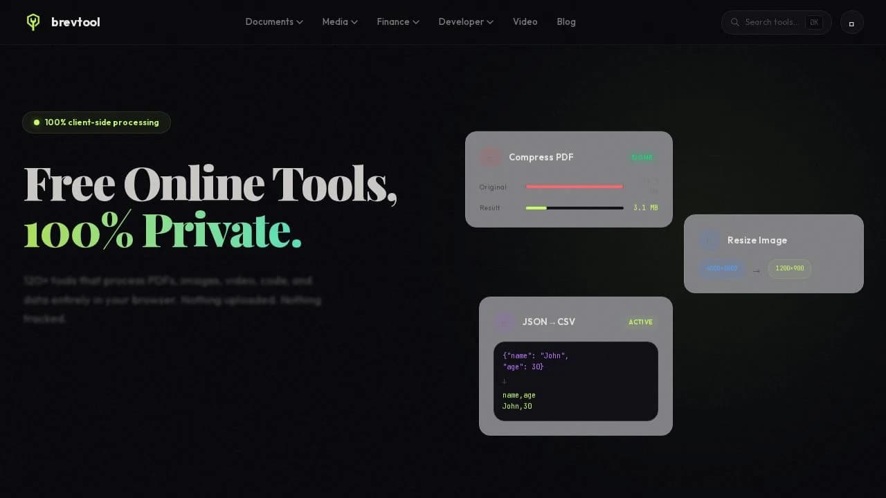 BrevTool website preview