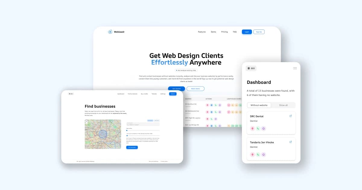 Webleadr website preview