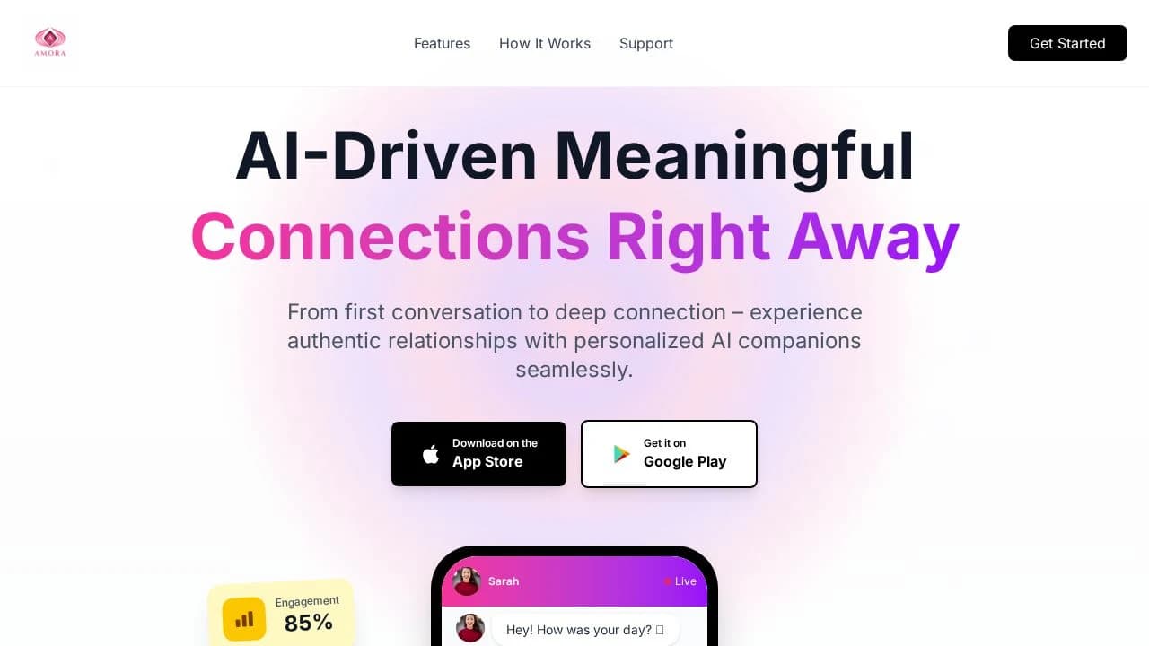 Amora Ai Companion website preview